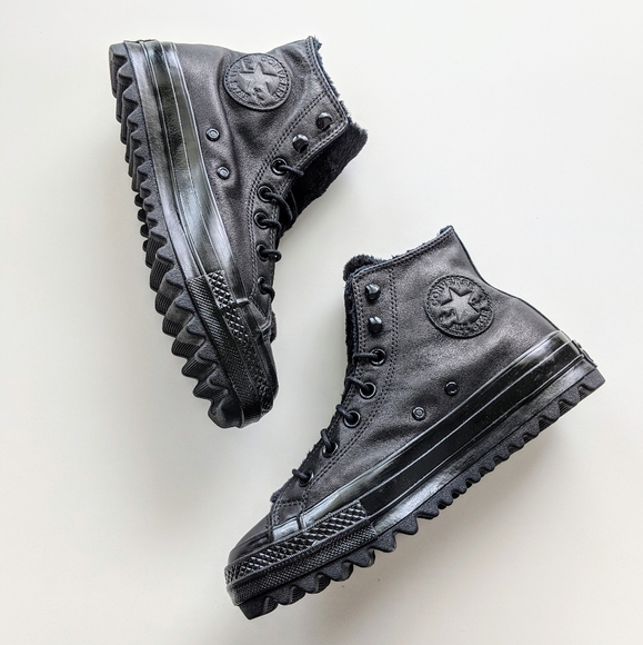 Converse CTAS Lift Ripple Hi Black/Black - Picture 2 of 7